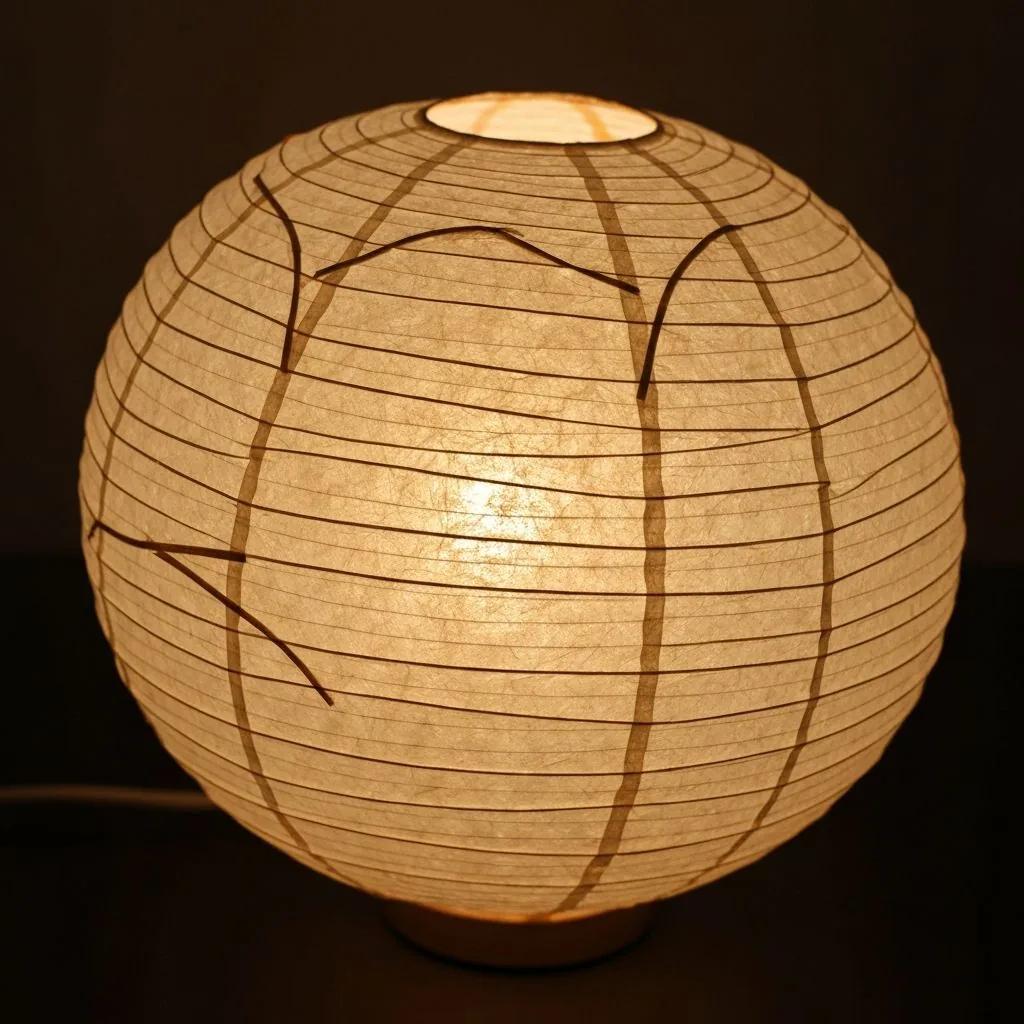 Washi paper Akari-style hanging lamp